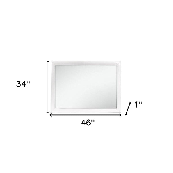 White Mirror with Rectangular Wood Trim