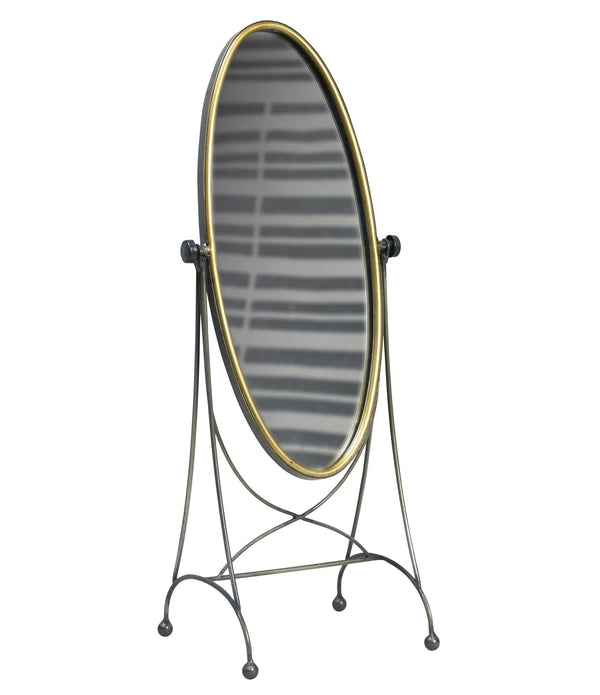 Gray and Gold Oval Vanity Floor Mirror