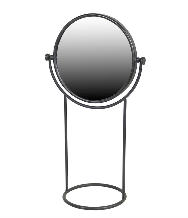 Black Tabletop Standing Round Vanity Mirror