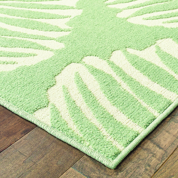 3' x 5' Tropical Light Green Ivory Palms Indoor Outdoor Rug