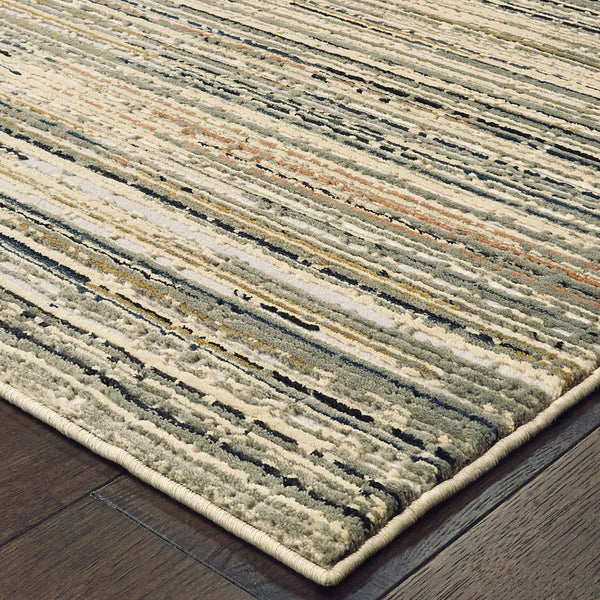 5' x 8' Ivory Sage Abtract Lines Indoor Area Rug