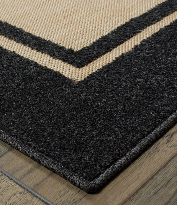 3' x 6' Sand and Black Border Indoor Outdoor Area Rug