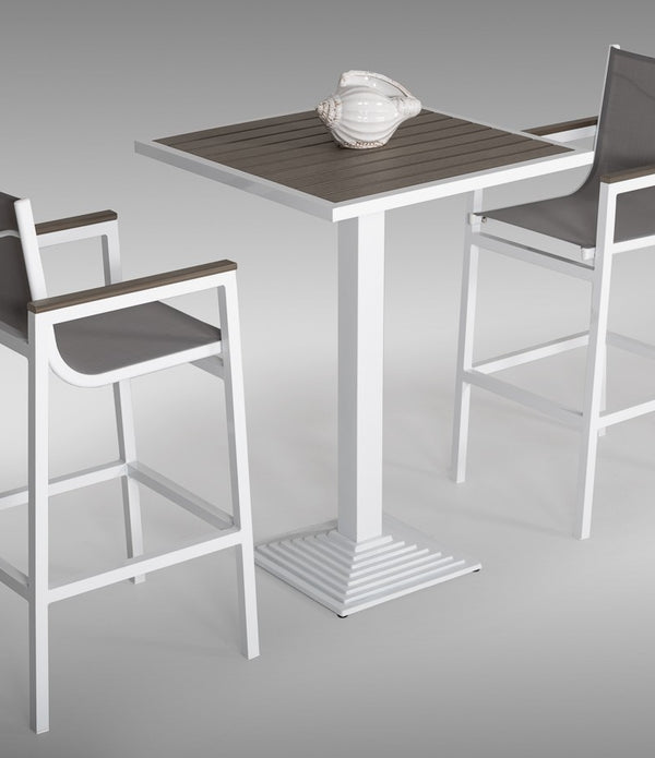 3 piece Modern White and Gray Outdoor Bar Set