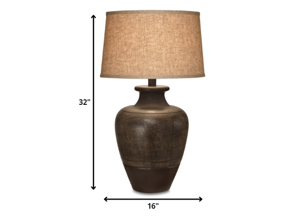 Set of 2 Rustic Brown Two Tone Ceramic Table Lamp