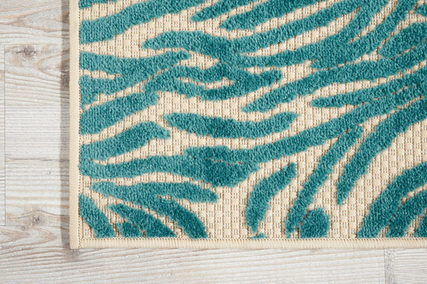 3' x 4'  Aqua Abstract Indoor Outdoor Area Rug