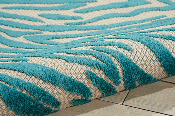 4' x 6' Aqua Abstract Indoor Outdoor Area Rug