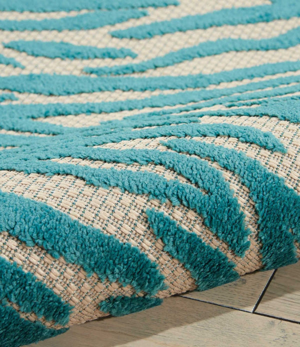 4' x 6' Aqua Abstract Indoor Outdoor Area Rug