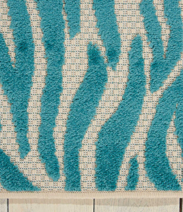 5' x 7' Aqua Abstract Indoor Outdoor Area Rug