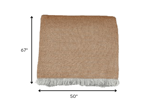 Soft Oatmeal Brown Cotton Chambray Waffle Weave Throw Blanket