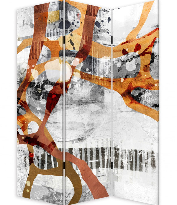 Contemporary Abstract Art  Three Panel Room Divider Screen