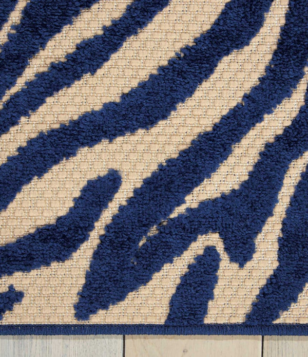 4’ x 6’ Navy Zebra Pattern Indoor Outdoor Area Rug