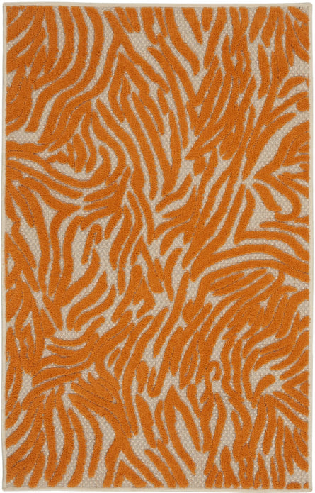 3’ x 4’ Orange Zebra Pattern Indoor Outdoor Area Rug