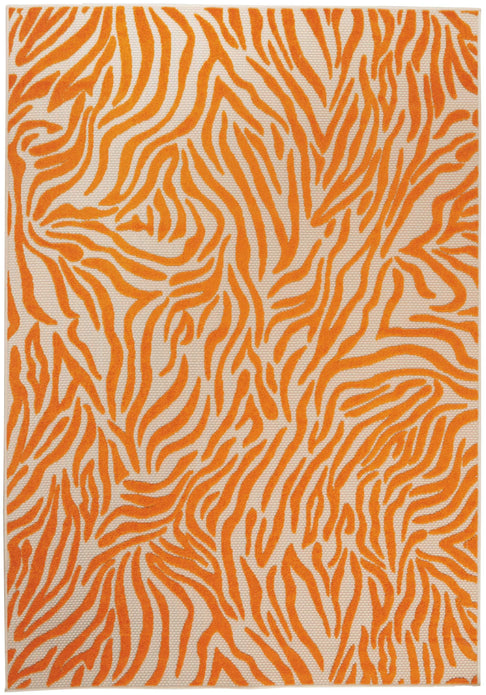 4’ x 6’ Orange Zebra Pattern Indoor Outdoor Area Rug