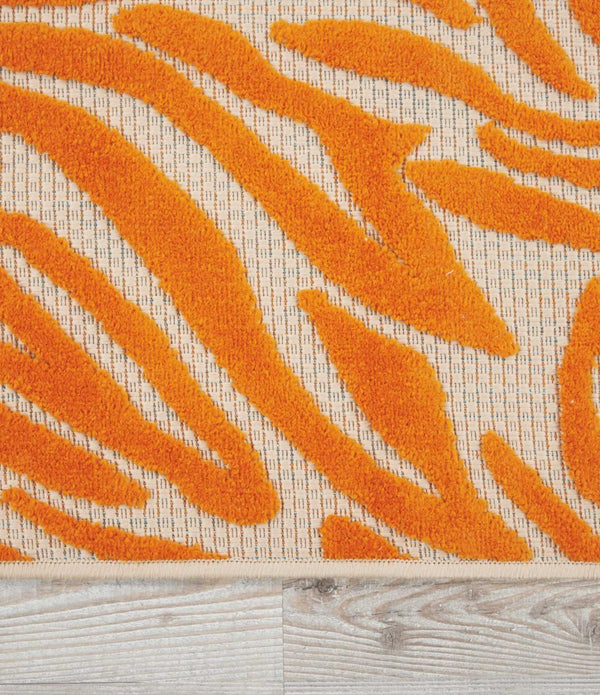 4’ x 6’ Orange Zebra Pattern Indoor Outdoor Area Rug