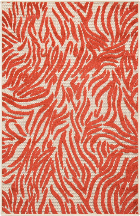 3’ x 4’ Red Zebra Pattern Indoor Outdoor Area Rug