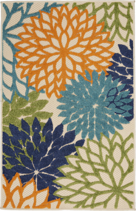 3’ x 4' Orange Floral Outdoor Area Rug