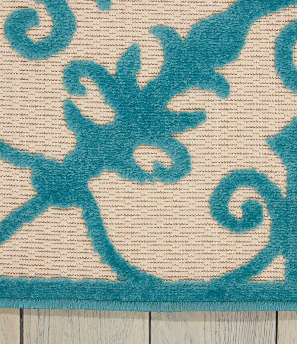 5’ x 8’ Aqua Medallion Indoor Outdoor Area Rug