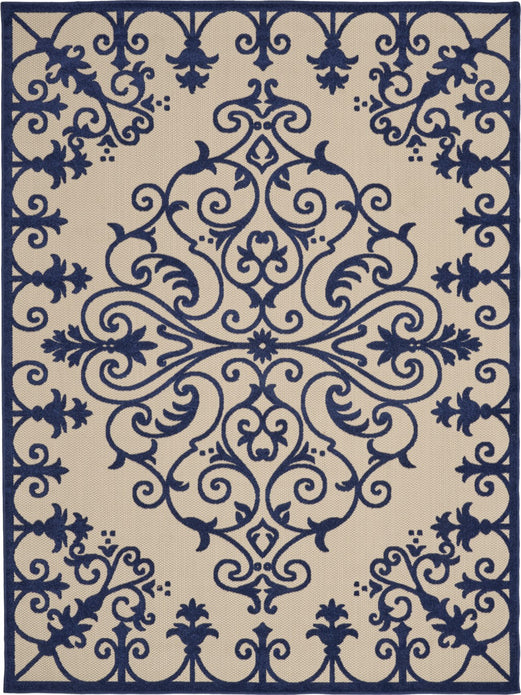 8’ x 11’ Navy Medallion Indoor Outdoor Area Rug