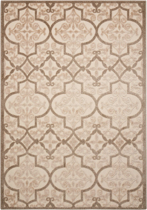 8’ x 11’ Cream and Beige Trellis Indoor Outdoor Area Rug