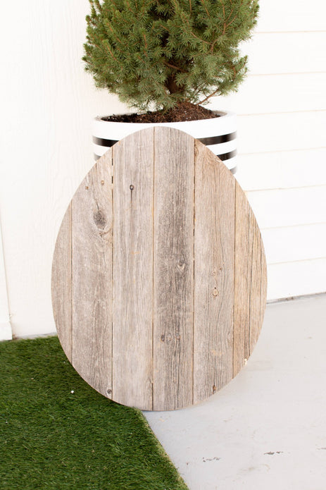 24" Rustic Farmhouse Gray Wood Large Egg