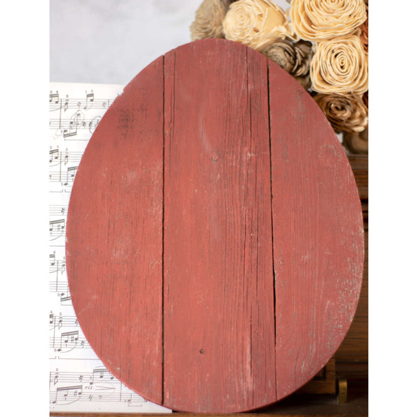 12" Farmhouse Red Wooden Large Egg