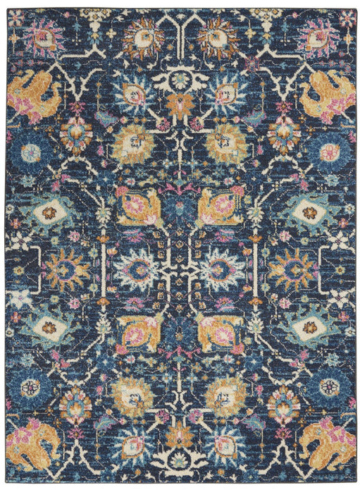 4’ x 6’ Navy Blue Floral Buds Area Rug