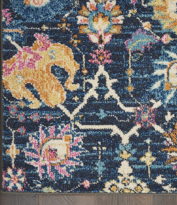 4’ x 6’ Navy Blue Floral Buds Area Rug