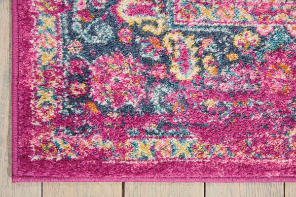 5’ x 7’ Fuchsia and Blue Distressed Area Rug