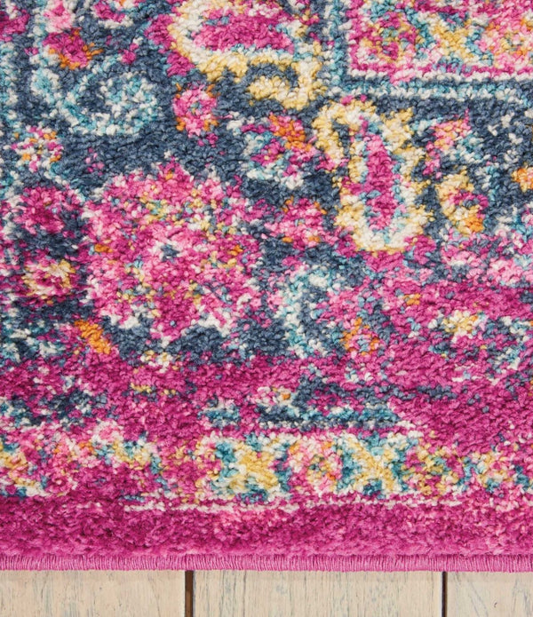 5’ x 7’ Fuchsia and Blue Distressed Area Rug