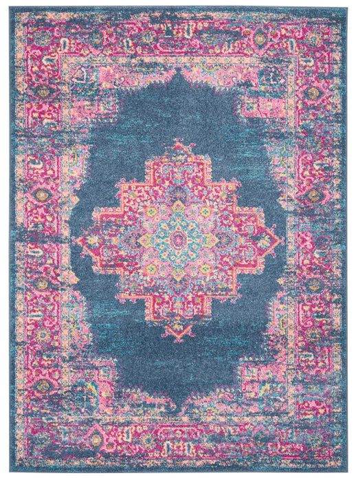 5’ x 7’ Blue and Pink Medallion Area Rug