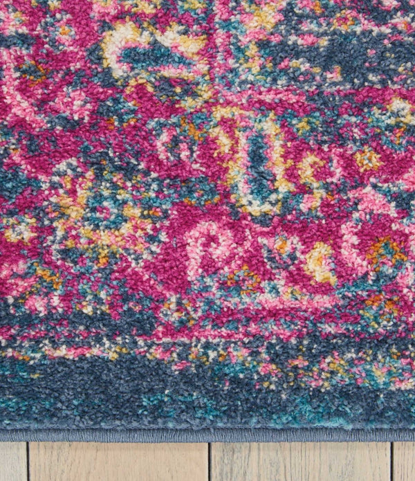 5’ x 7’ Blue and Pink Medallion Area Rug