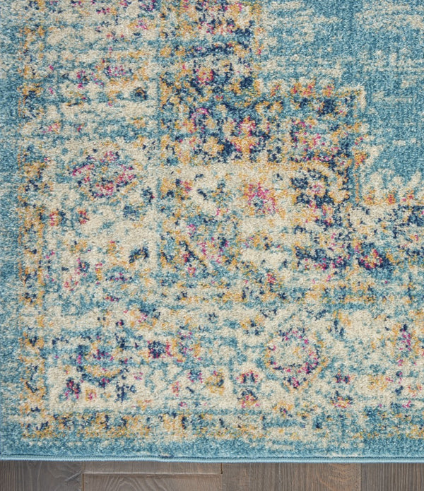 2’x3’ Light Blue Distressed Medallion Scatter Rug