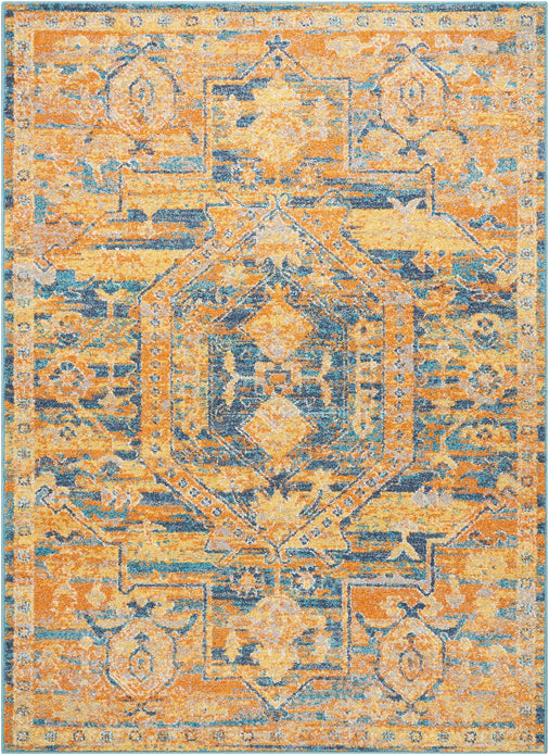 4’ x 6’ Gold and Blue Antique Area Rug