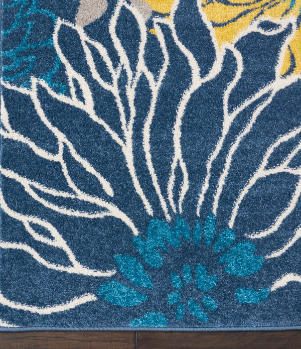 2’ x 10’ Blue Tropical Flower Runner Rug