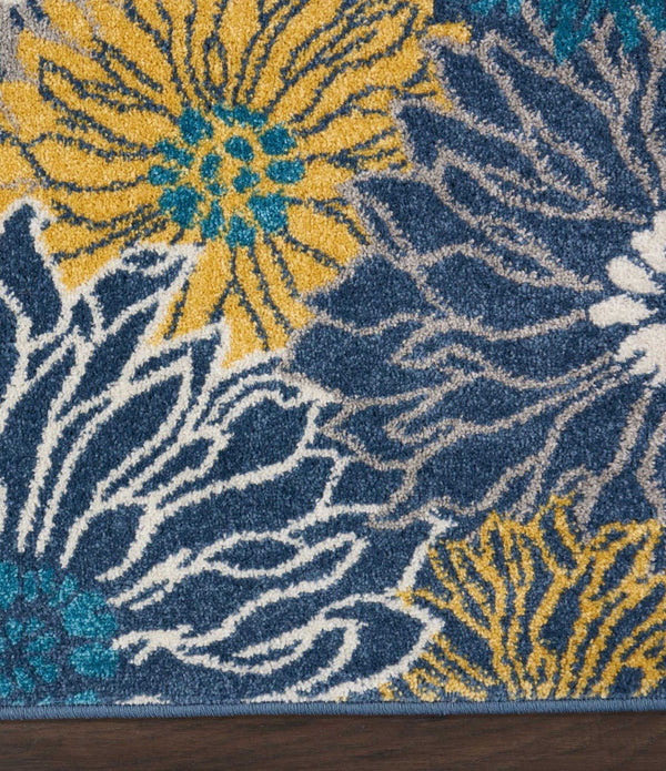 2’ x 8’ Blue Tropical Flower Runner Rug