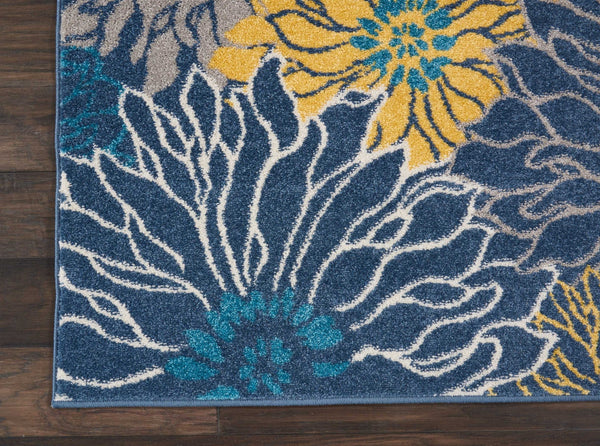 4’ x 6’ Blue Tropical Flower Area Rug