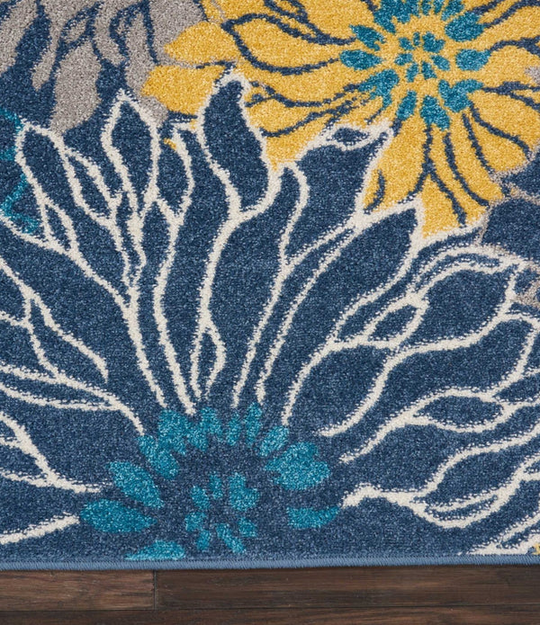 4’ x 6’ Blue Tropical Flower Area Rug