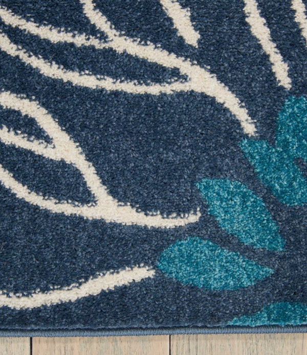 5’ x 7’ Blue Tropical Flower Area Rug