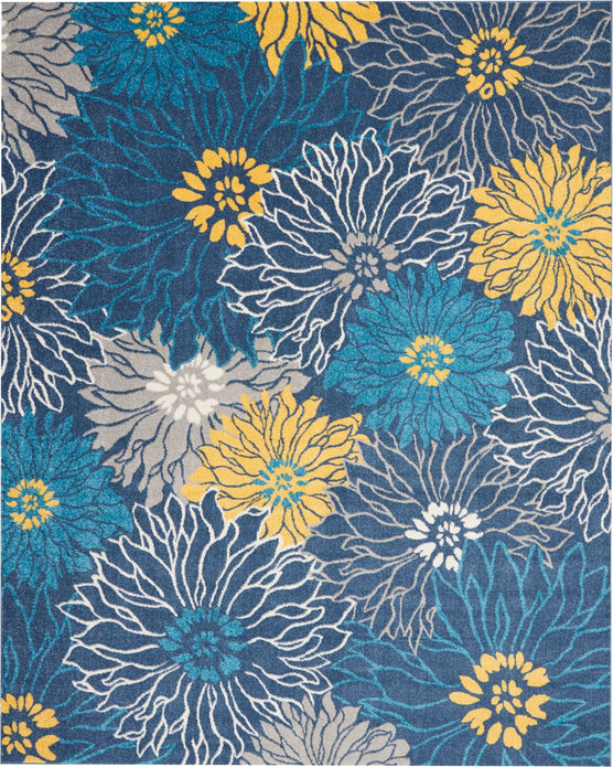 8’ x 10’ Blue Tropical Flower Area Rug