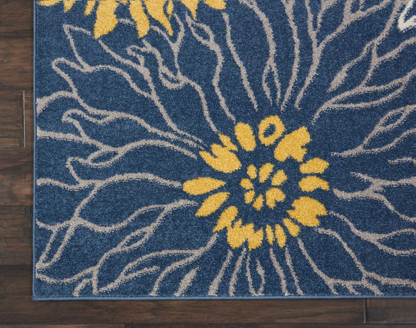 8’ x 10’ Blue Tropical Flower Area Rug