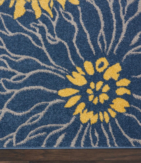 8’ x 10’ Blue Tropical Flower Area Rug