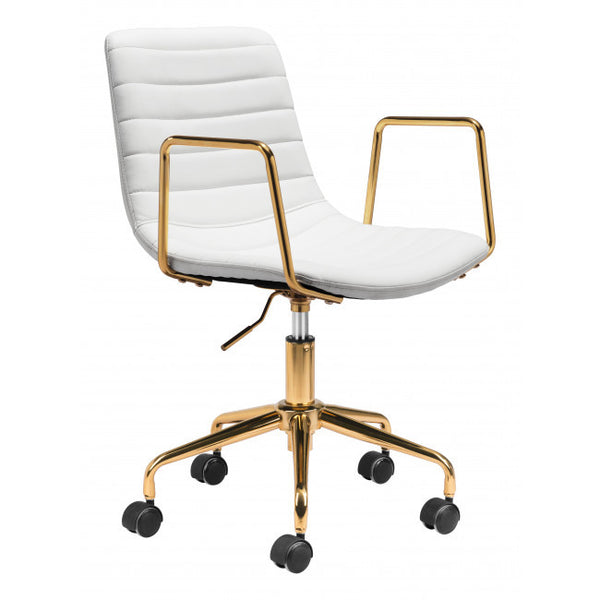 White and Gold Rolling Swivel Office Chair