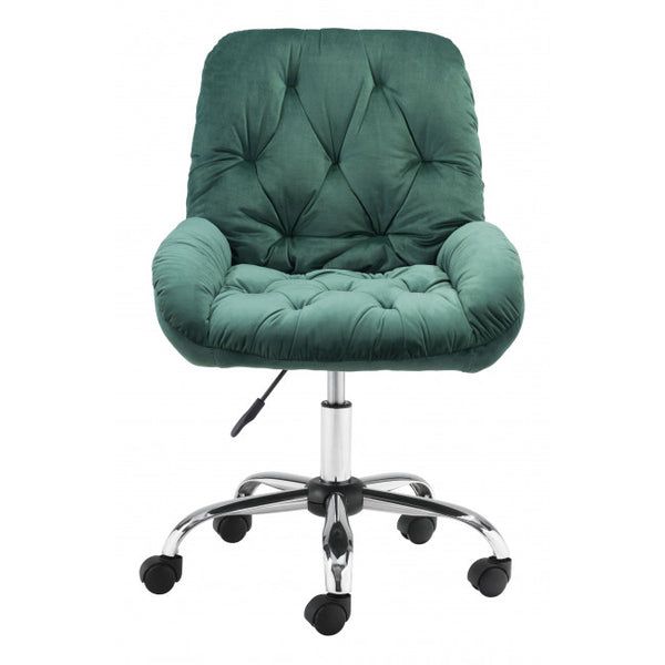 Extra Comfy Green Velvet Rolling Office Chair