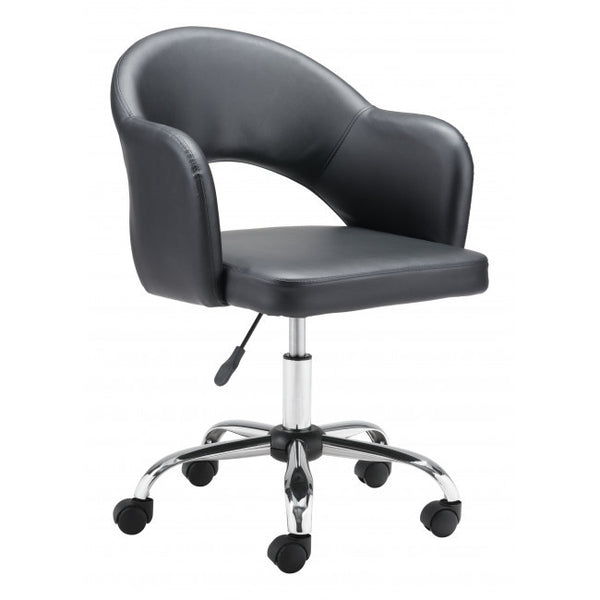 Black Faux Leather Curved Open Back Office Chair