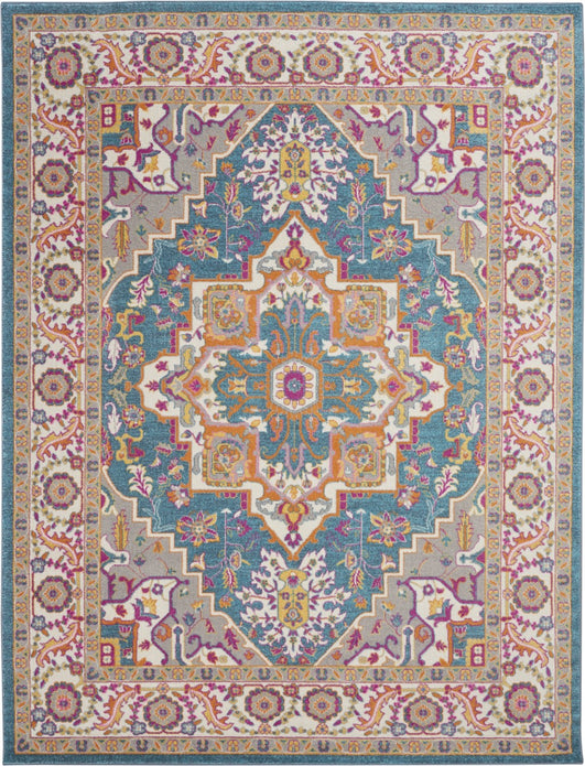 8’ x 10’ Teal and Pink Medallion Area Rug