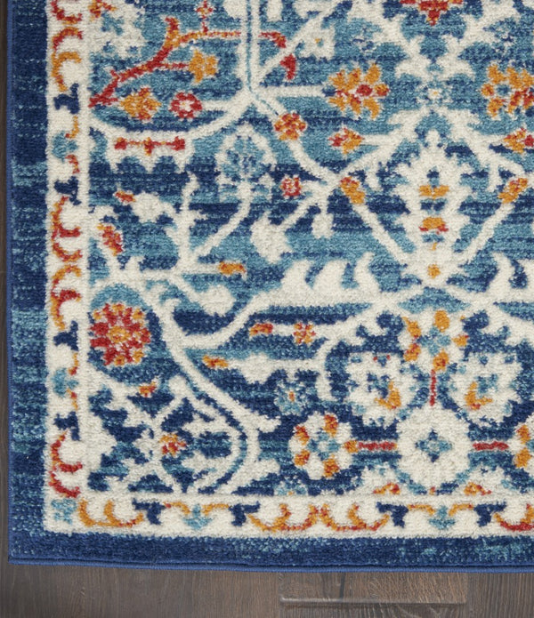 2’ x 8’ Blue White Multi Medallion Runner Rug