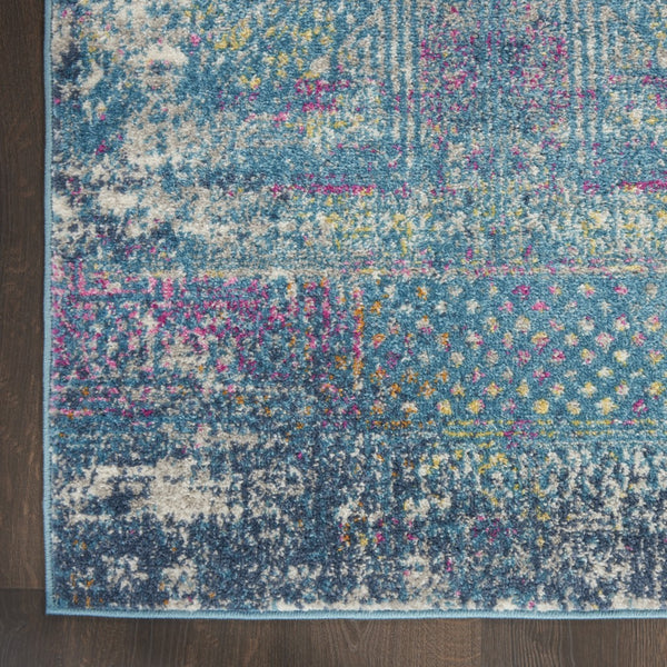 5’ x 7’ Blue Distressed Medallion Area Rug