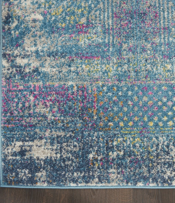 5’ x 7’ Blue Distressed Medallion Area Rug