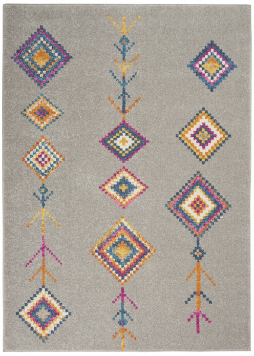 5’ x 7’ Gray and Multicolor Geometric Area Rug