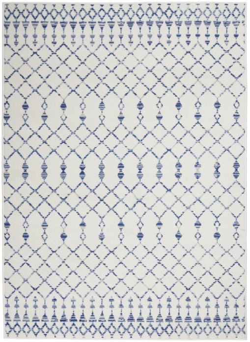 5’ x 7’ Ivory and Blue Berber Pattern Area Rug